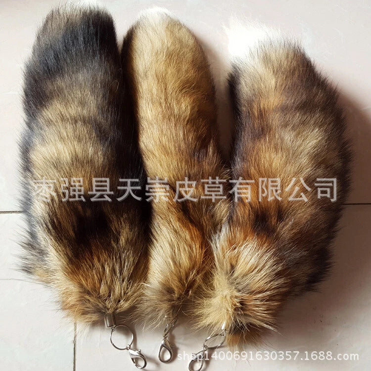 42CM Large Fox Tail Real Fox Fur Tail Keychain Fur Tassel Handbag 16.5" Gift 07FC0E-D4 - KOEEK