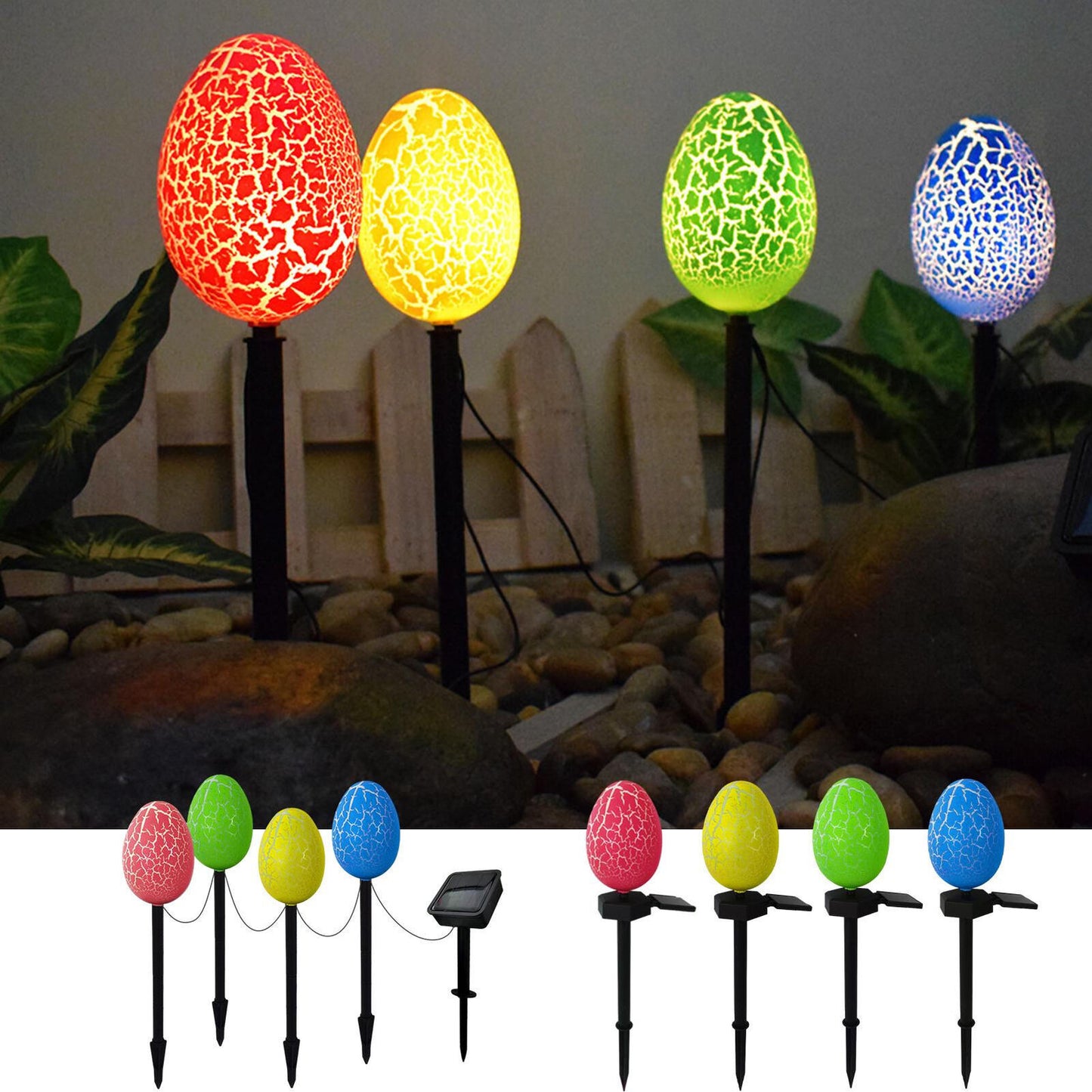 new Holiday Easter Bunny Eggs Outdoor Pathway Stakes Solar LED Garden Yard Art Decor koeek - KOEEK