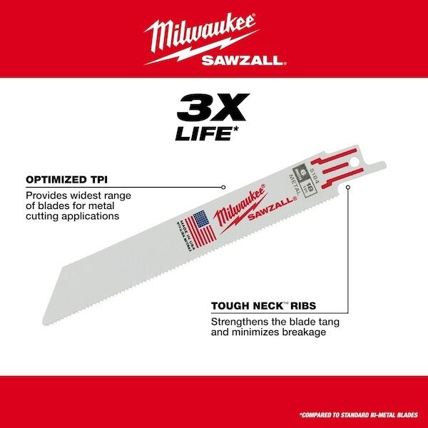 new Milwaukee Tool 48-00-8186 6 In 24 Tpi Sawzall Blades, 25 Pack koeek - KOEEK