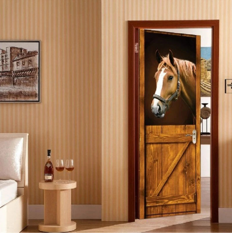 3D Ancient Rustic Barn Door Sticker Decal Self-adhesive Wrap Mural Home Decor 07FC0E-D4 - KOEEK