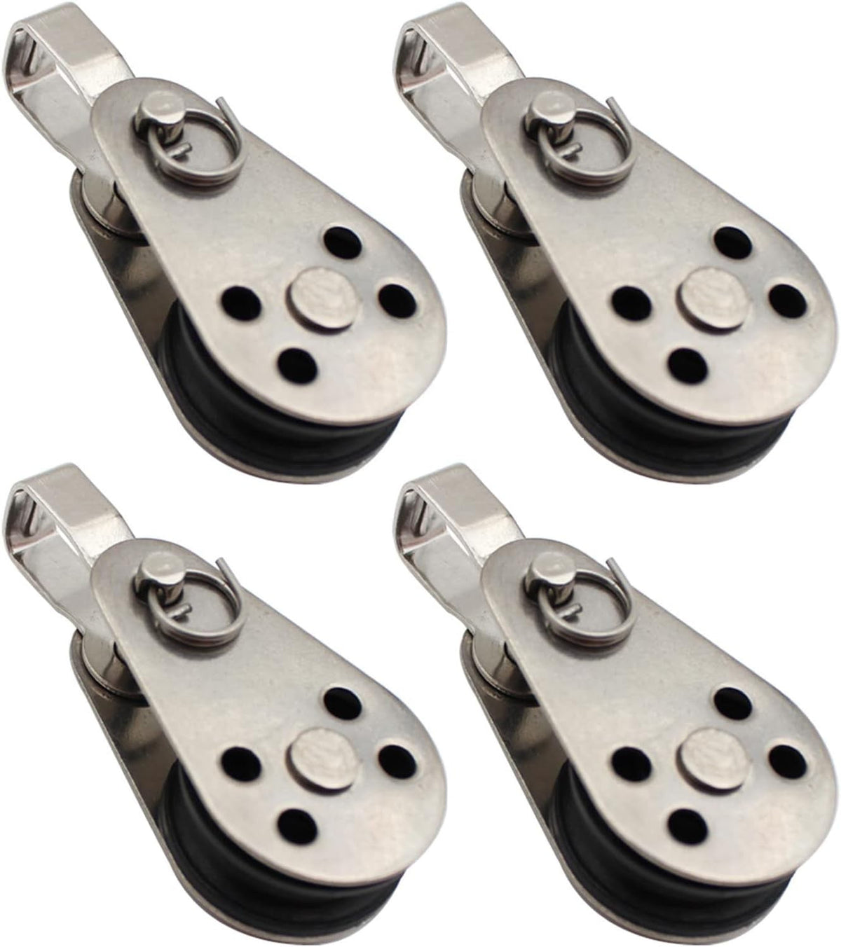 new 4PCS Stainless Steel Nylon Marine Pulley,Pulley Block Rope 4pcs, SILVER 07FC0E-D4 - KOEEK