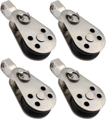 new 4PCS Stainless Steel Nylon Marine Pulley,Pulley Block Rope 4pcs, SILVER 07FC0E-D4 - KOEEK