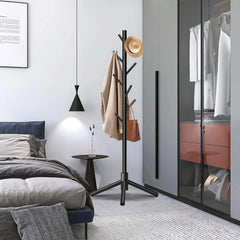 Durable Wooden Coat Rack, Freestanding Coat Rack with Stable Triangular Base 07FC0E-D4 - KOEEK