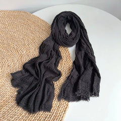 Unisex Cotton Wrinkled Scarf Solid Color Autumn Neckerchief Shawl Wrap Bandana 07FC0E-D4 - KOEEK