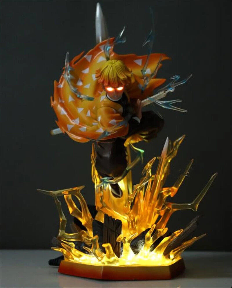 30cm Demon Slayer Agatsuma Zenitsu LED Light Action Figure Statue High Model Toy 07FC0E-D4 - KOEEK