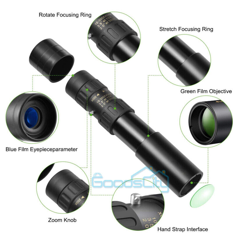 High Power 10-300X40mm Monocular Binoculars with Tripod