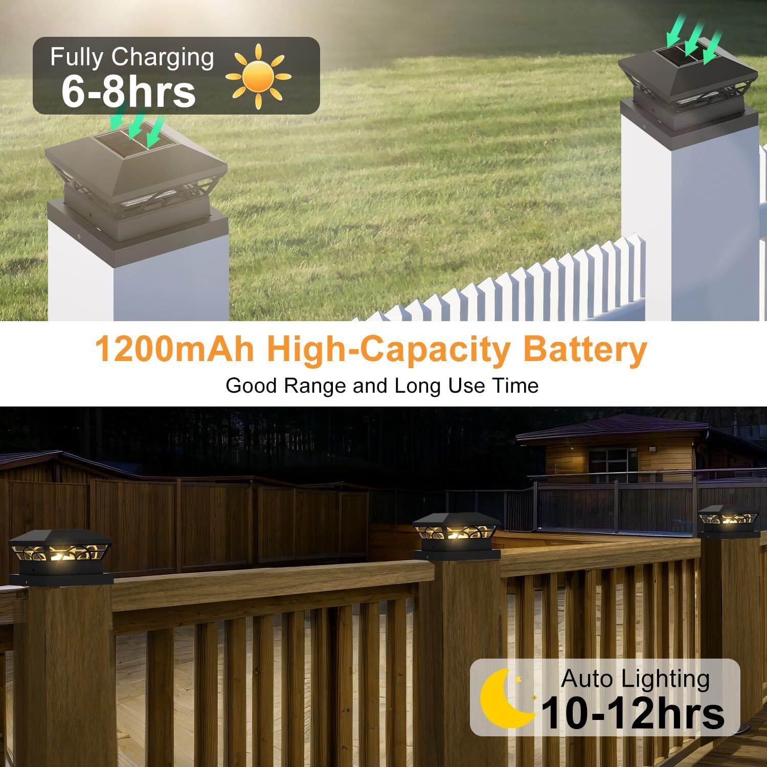 new T-SUN Solar Post Cap Light: 6 Pack Outdoor Lights Warm/Cold White-6 T-SUN - KOEEK
