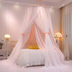 Double Layer Princess Round Dome Canopy Bed Curtain for Girls Adults,Children 07FC0E-D4 - KOEEK