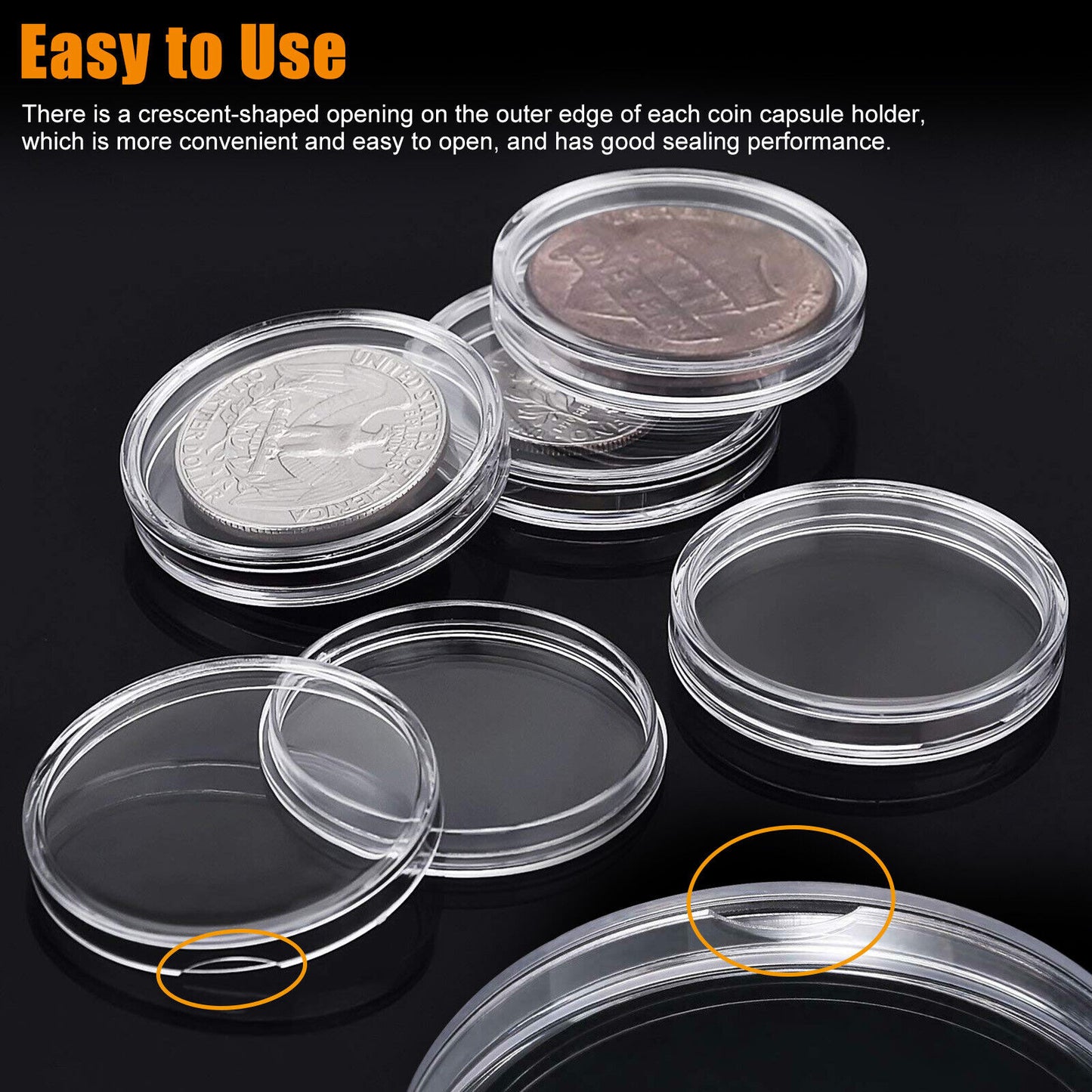 100PCS 18mm Coin Holder Capsules Case Clear Plastic Round Storage Container Box