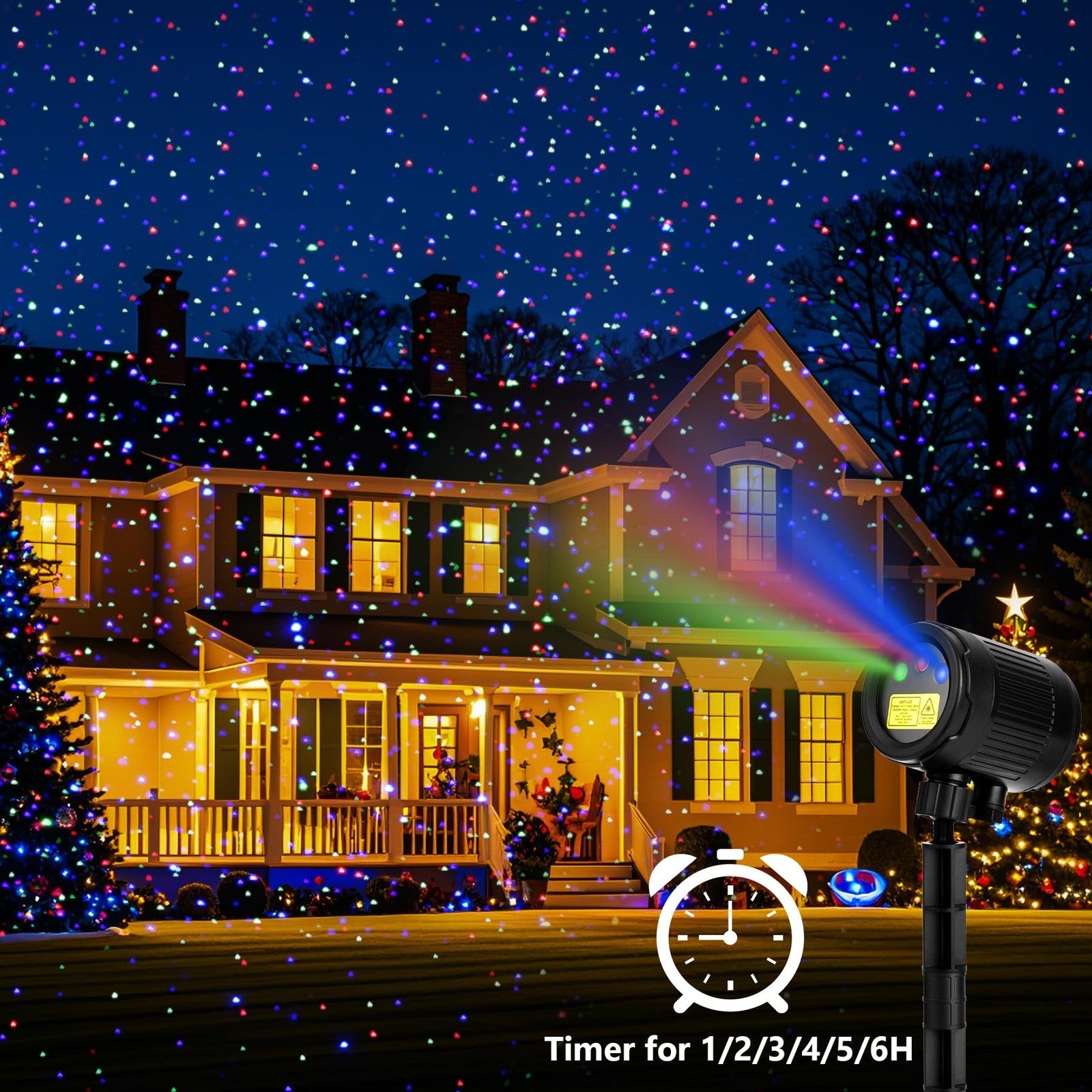 Laser Christmas Projector Lights Outdoor, Red Green Blue 3 Color Firefly Ligh... 07FC0E-D4 - KOEEK