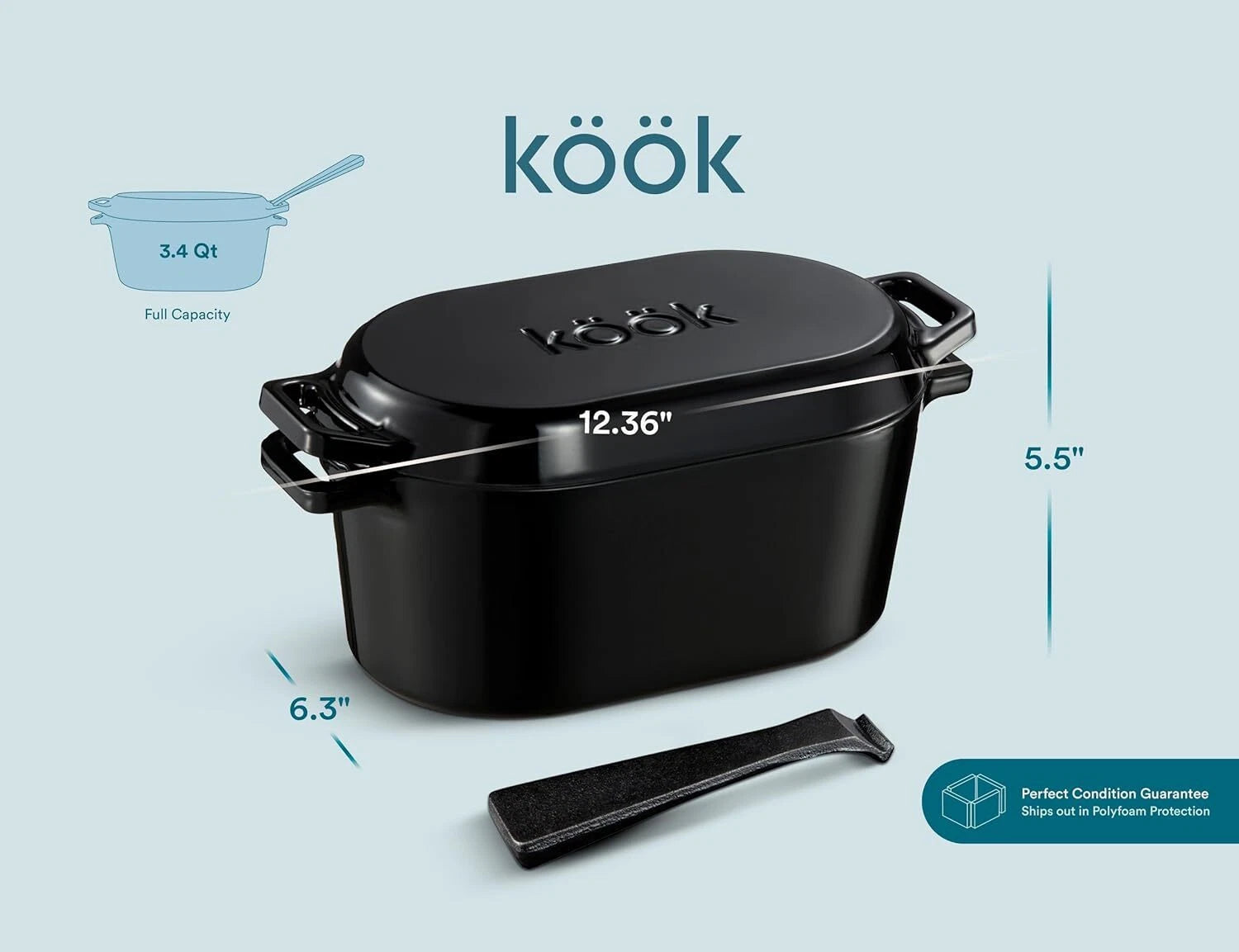 Dutch Oven for Sourdough Bread Baking with Lid, Double Handle 07FC0E-D4 - KOEEK