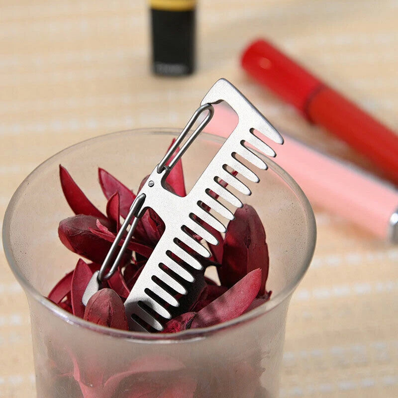 Titanium Ti  Antistatic Comb Unique Fashion Pocket Comb Hair Beard Keychain Comb 07FC0E-D4 - KOEEK