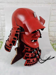 1:1 Wearable Japanese Armor Samurai Warrior Helmet Cosplay Red Full Face Masks 07FC0E-D4 - KOEEK