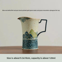 120ml Ceramic Painted Tracing Gold Green Mountain Tea Divider Cha Hai Fair Mug 07FC0E-D4 - KOEEK