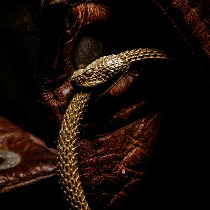 Brass  Brass Snake Ring Keychain Bite Ouroboros Key Pendant Mens Gift 07FC0E-D4 - KOEEK