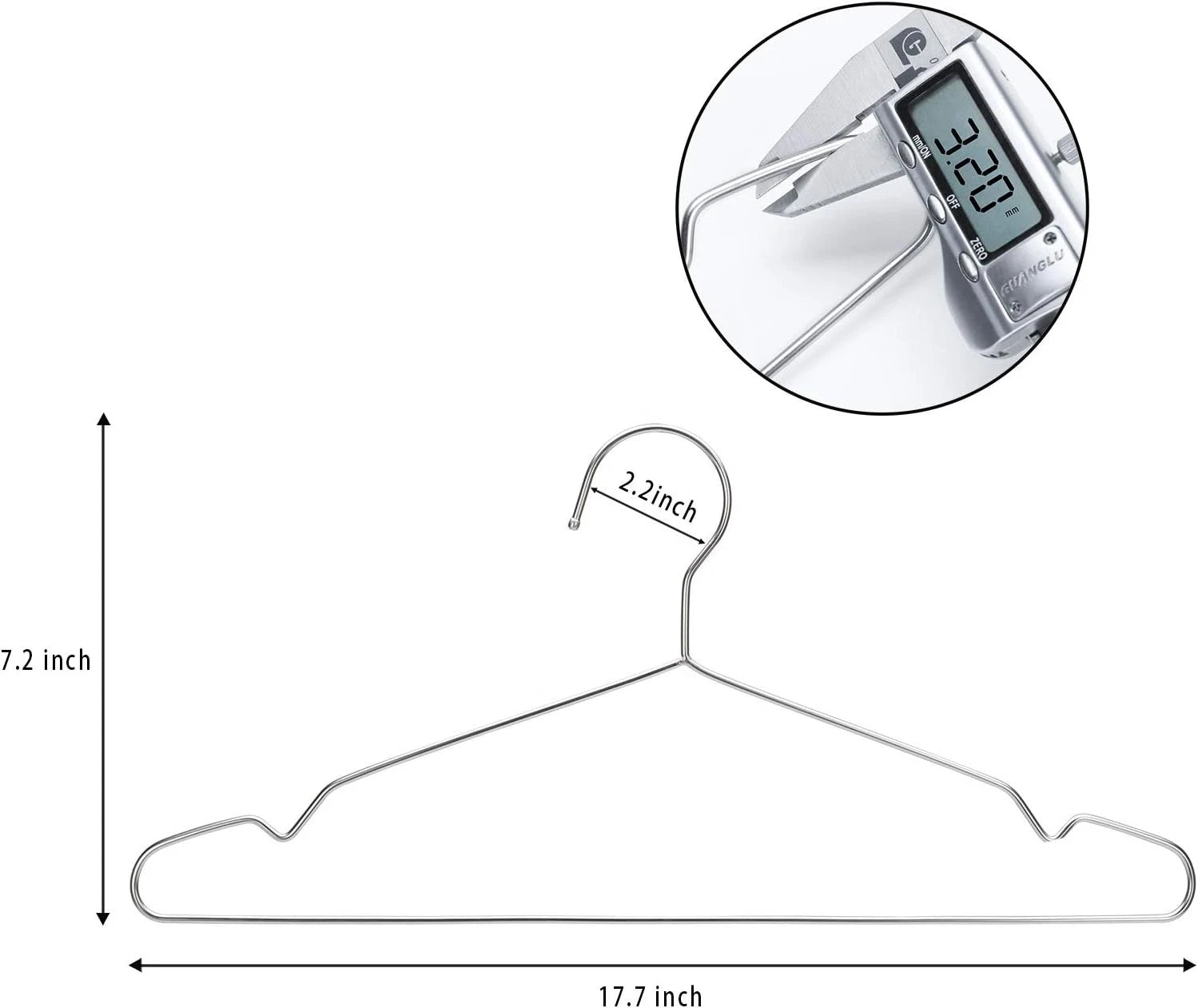 Clothes Hangers Coat 50 Pack 17.7 Inch Large Bulk Wire Hanger Non-Slip Heavy 07FC0E-D4 - KOEEK