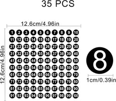 new AIEX 35 Sheets Number 1-100 Round Vinyl Stickers 12,6 x cm, Multicolored AIEX - KOEEK