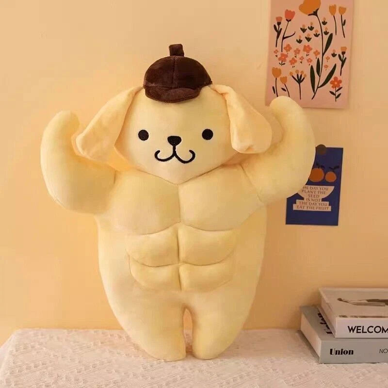 Funny Muscle Pom Pom Purin Plush Doll Cute Anime Cushion Pillow Soft Stuffed Toy 07FC0E-D4 - KOEEK