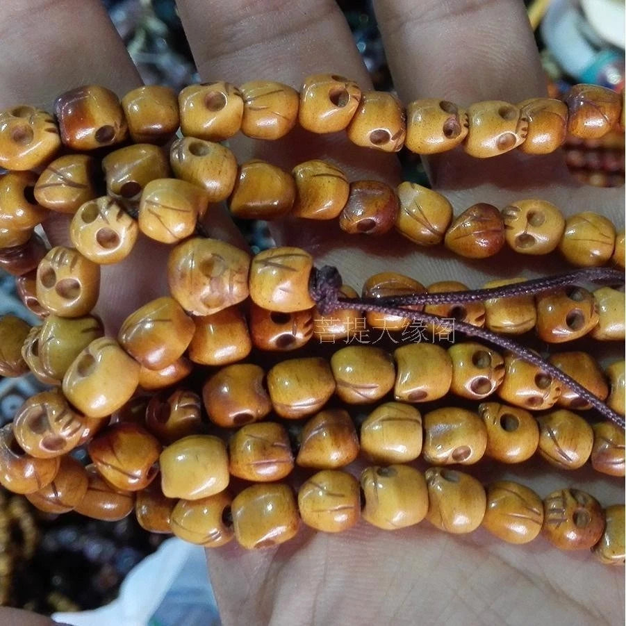 Tibetan Yak Bone Meditation Vintage 108 Bead Buddhism Prayer Mala Necklace 07FC0E-D4 - KOEEK