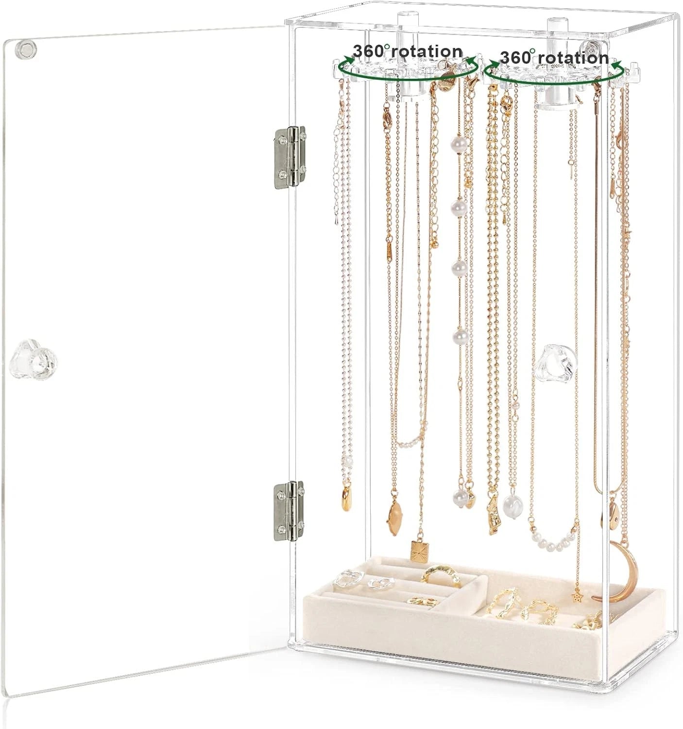 Necklace holder, acrylic jewelry storage box, equipped with 24 hooks 07FC0E-D4 - KOEEK