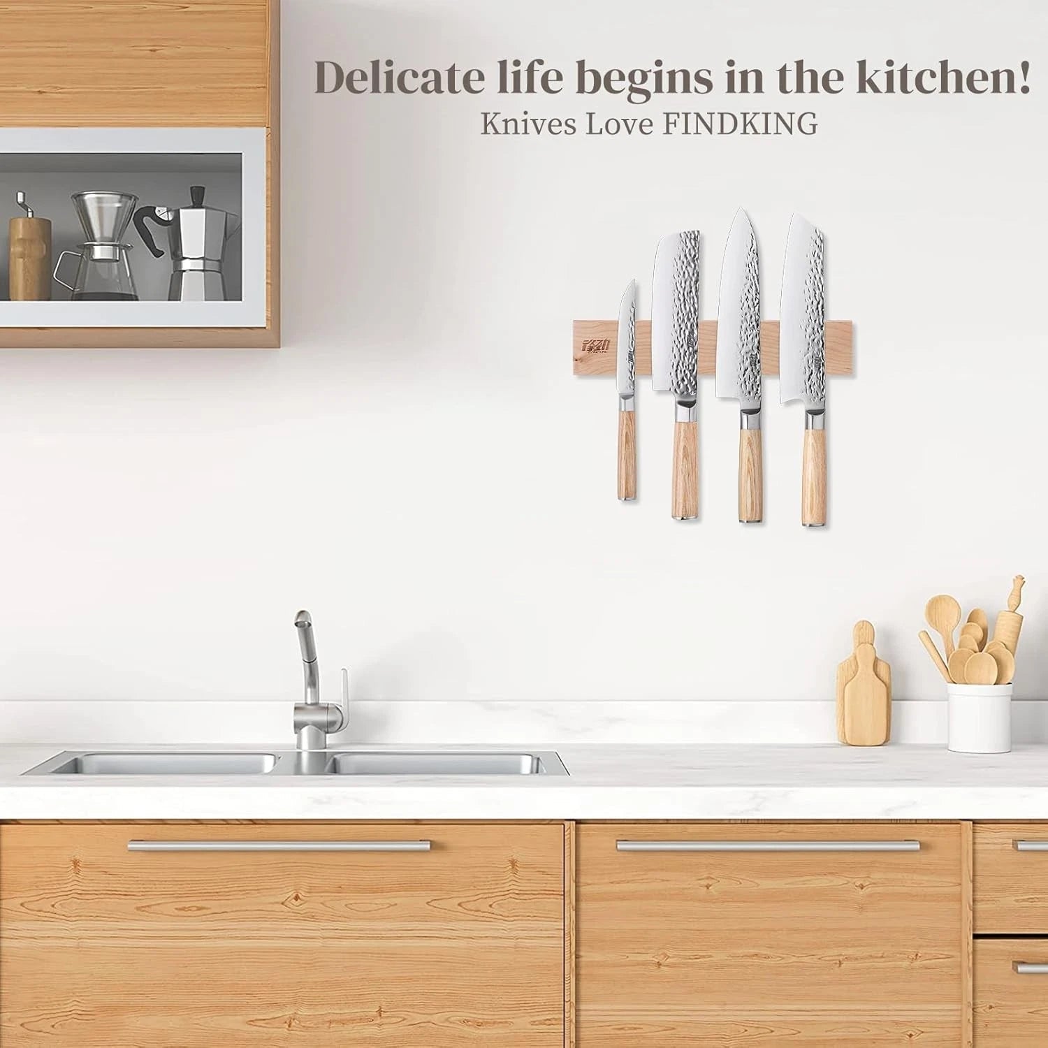 Wood Magnetic Knife Strip, Magnet Utensil Holder for Wall, Refrigerator, Wooden 07FC0E-D4 - KOEEK