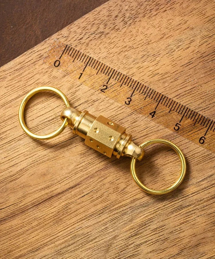 EDC Solid Brass Insert Buckle Gimbal Ring Portable Double Keychain Pendant Tool 07FC0E-D4 - KOEEK