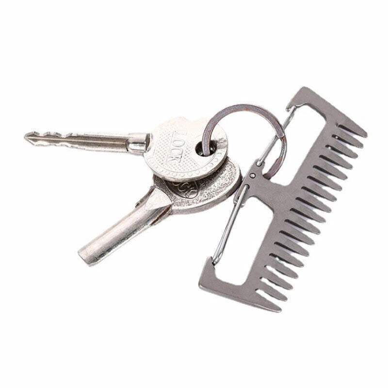 EDC Titanium Ti  Antistatic Comb Unique Pocket Comb Hair Beard Key Chain Comb 07FC0E-D4 - KOEEK