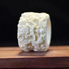 Exquisitely Chinese Retro Natural Tagua Handcarved Dragon Rings Amulet Jewelry 07FC0E-D4 - KOEEK