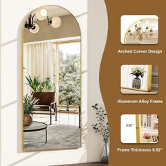 56"x21"Full Length Mirror Arch Floor Mirrors with Aluminum Alloy Frame 07FC0E-D4 - KOEEK