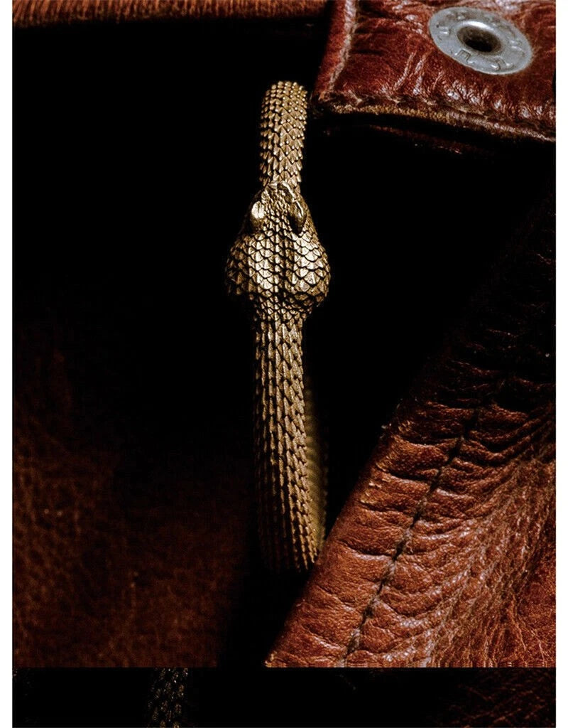 Brass  Brass Snake Ring Keychain Bite Ouroboros Key Pendant Mens Gift 07FC0E-D4 - KOEEK