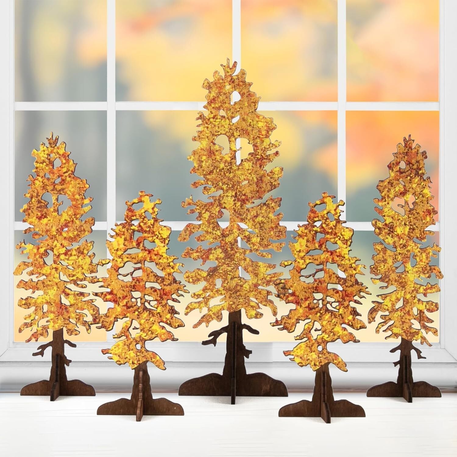 new DAZONGE Fall Decor - 5PCS Wooden Standing Trees Signs - Yellow DAZONGE - KOEEK