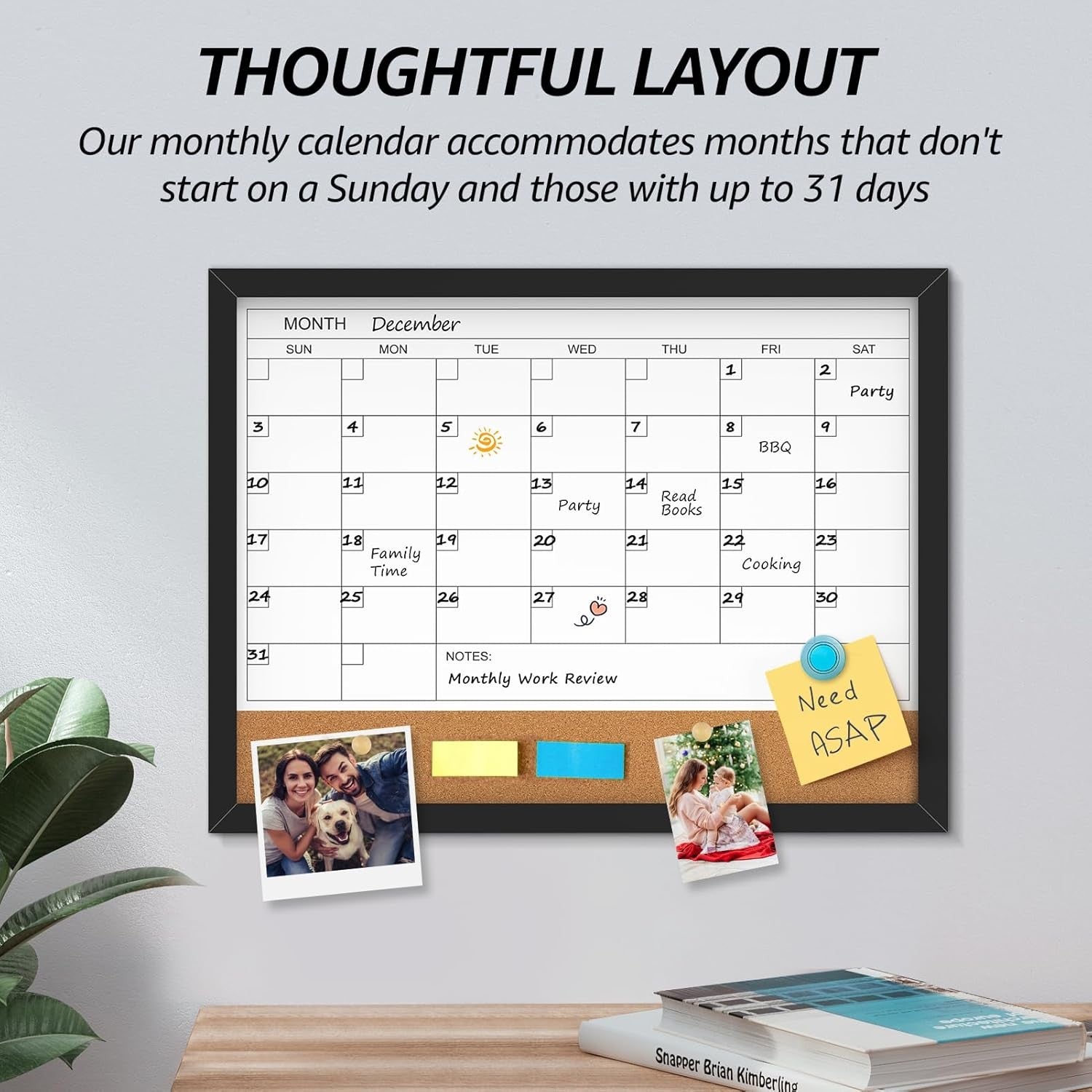 new MaxGear Dry Erase Board Calendar Whiteboard for Wall, 17” 13"W x 17"H, Black MAXGEAR - KOEEK