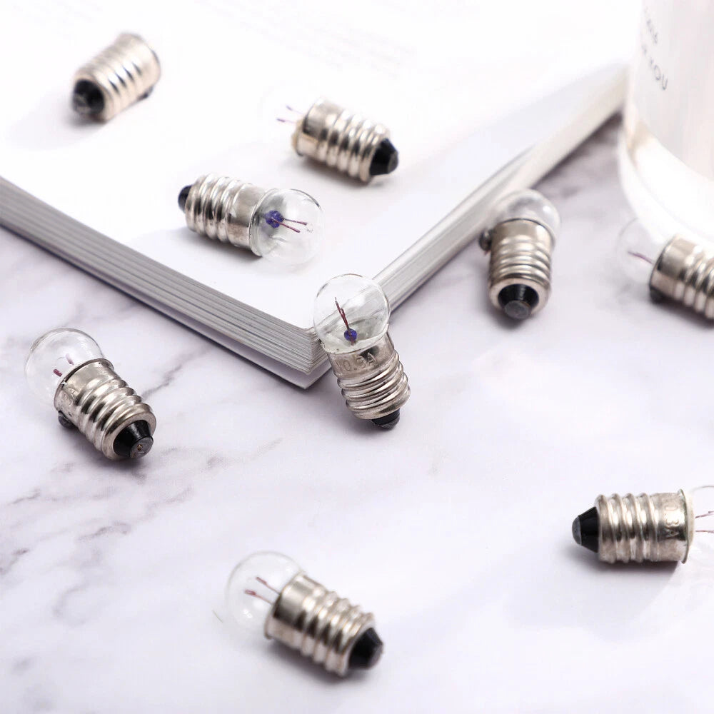 10pcs Electricity Kit E10 Miniature Screw Base Light Bulbs Tiny Light Bulb 07FC0E-D4 - KOEEK