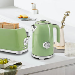 Electric Kettle - 57 oz Hot Tea Boiler with Thermometer, Vintage Green 07FC0E-D4 - KOEEK
