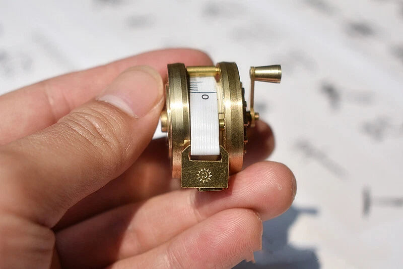EDC Brass Pocket Tape Measure Mini Manual Reel Retro Flywheel Sewing Tool 07FC0E-D4 - KOEEK