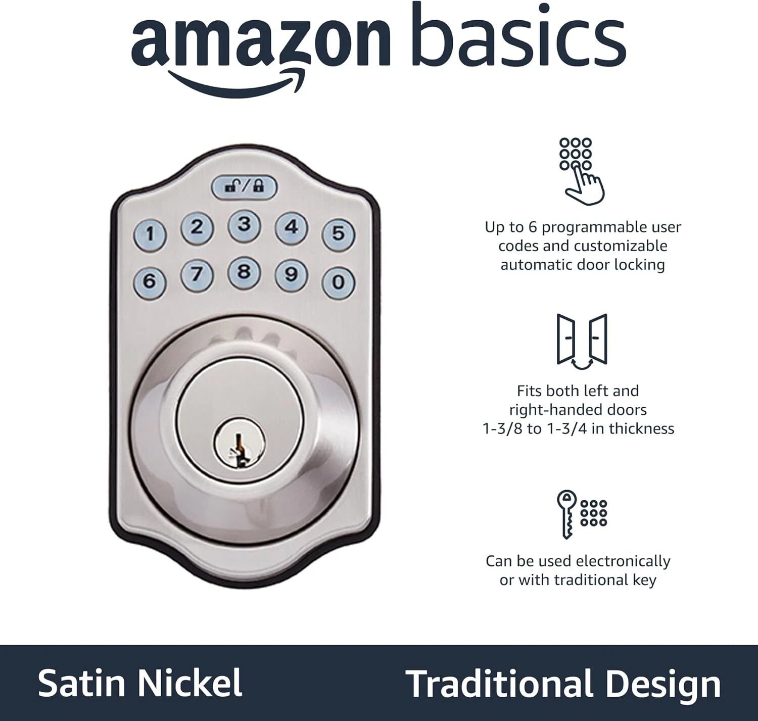 Electronic keypad door locks w/touch control keyless entry w/key entry option 07FC0E-D4 - KOEEK