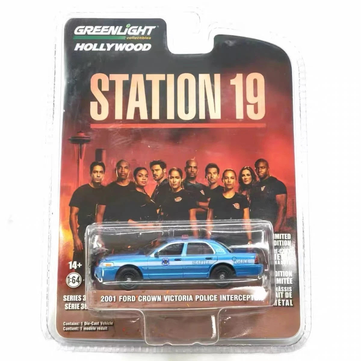1:64 2001 Ford CrownVictoria Police Car Diecast Model BluevStaticDisplay Vehicle 07FC0E-D4 - KOEEK