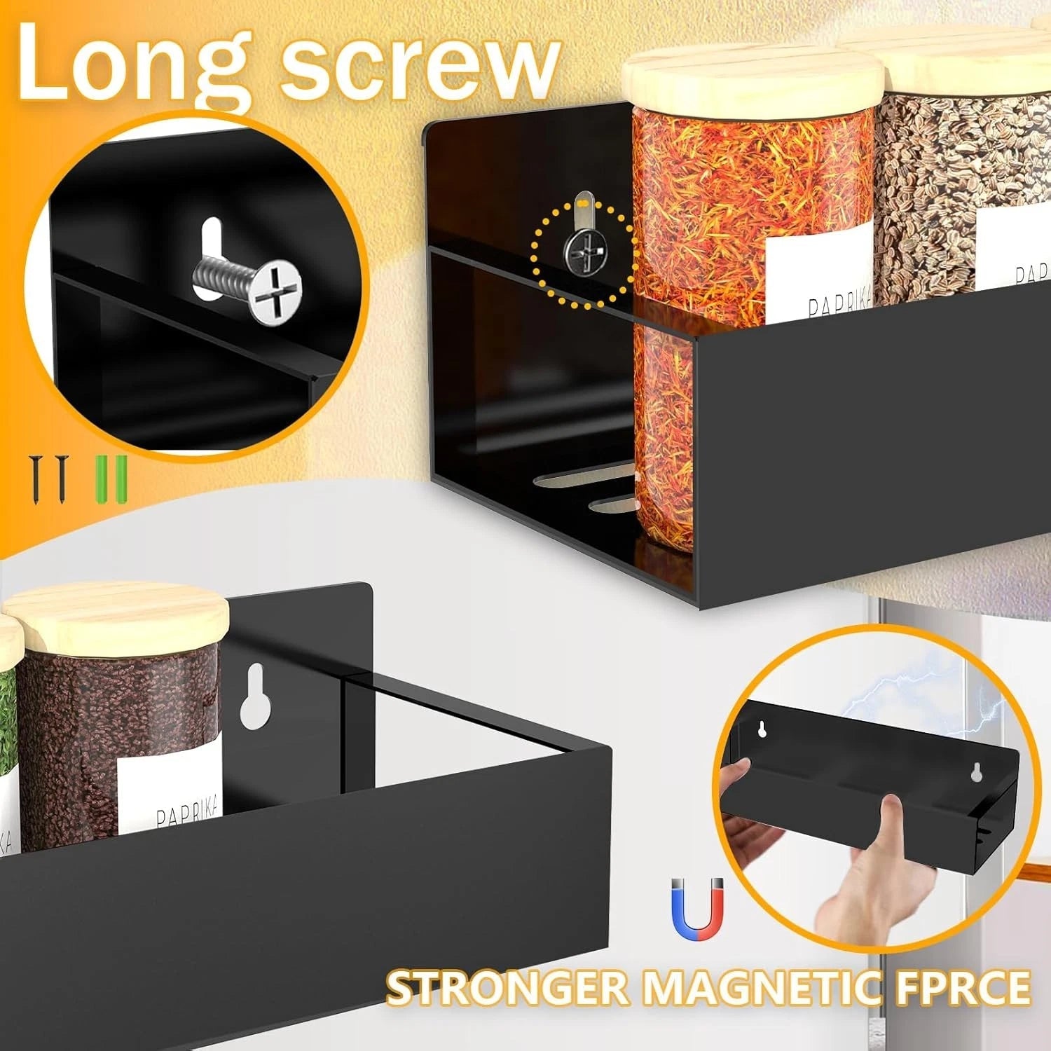 Magnetic Spice Rack Organizer for Fridge Seasoning Organizer for Kitchen storage 07FC0E-D4 - KOEEK