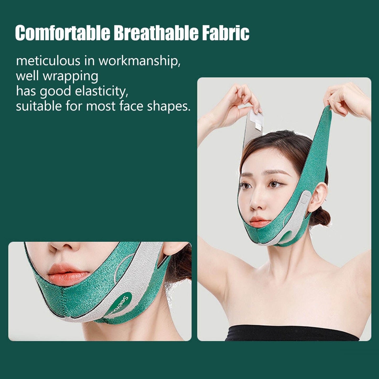 new Bandage V Line Strap Reduce Double Chin Wrinkles Lifting Belt(Green ) HGF koeek - KOEEK