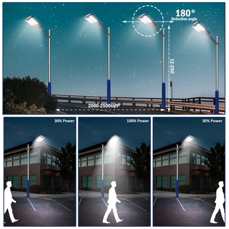 ny udendørs kommerciel 10000000LM LED Solar gadelys Dusk-to-Dawn vejlampe+stang