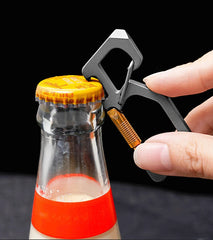EDC Titanium Keychain Multi Tools Bottle Opener Crowbar Double Hanging Buckle 07FC0E-D4 - KOEEK