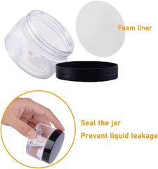new 20 Pack 2 oz Clear Plastic Round Slime Containers,Empty 2 Ounces, Black Lids 07FC0E-D4 - KOEEK