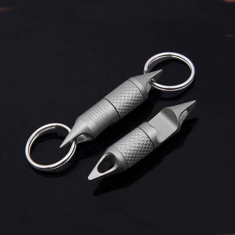 EDC Titanium Alloy Multi Tools Keychain Portable Double Keyrings Pendant Opener 07FC0E-D4 - KOEEK