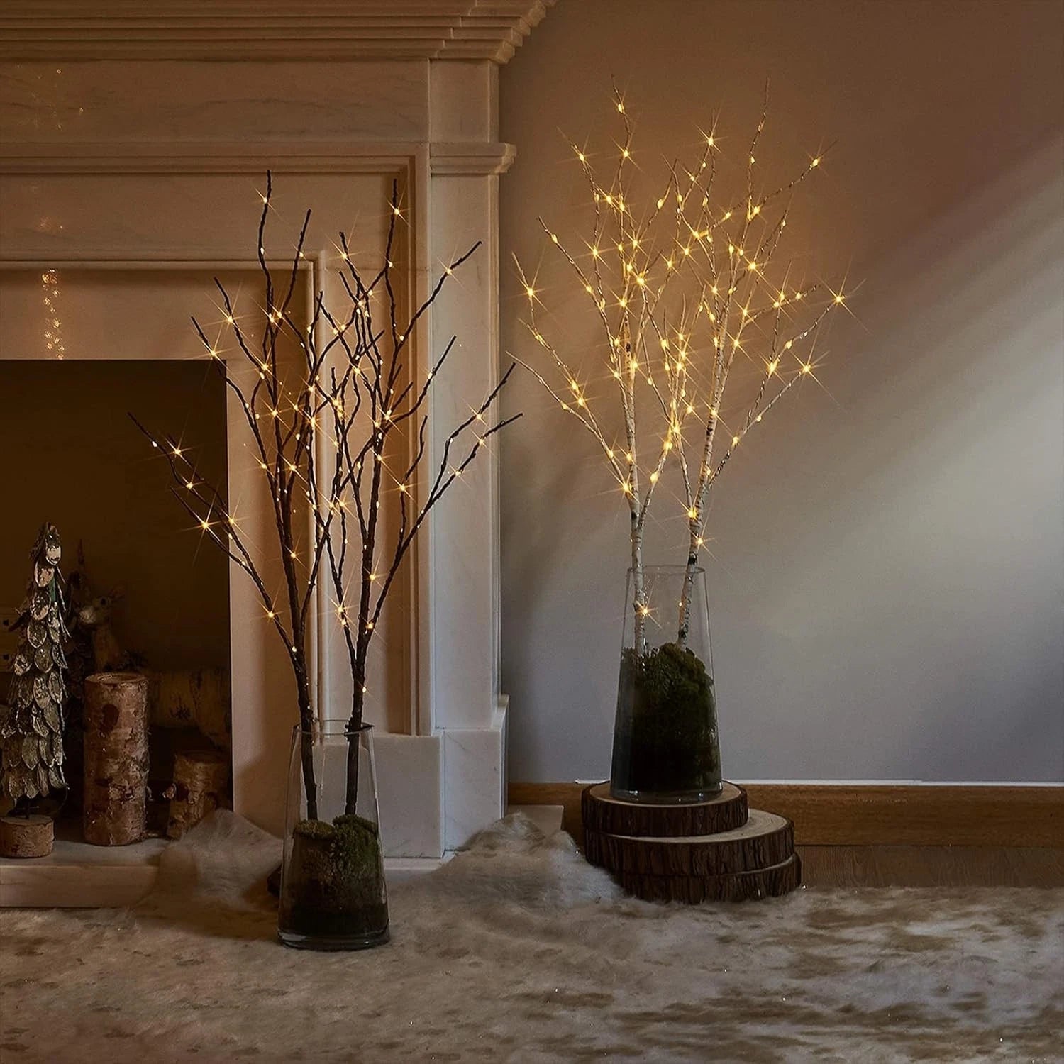 Light Brown Tree Branch 32 Inches 100 LED Light Strip with Timer 07FC0E-D4 - KOEEK