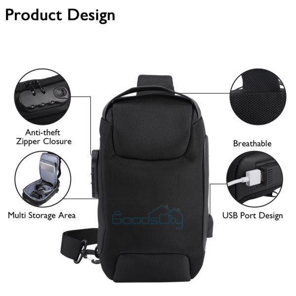 ny Bolso De Hombro Con Puerto USB Para Hombre Casual Mochila Impermeable Antirrobo