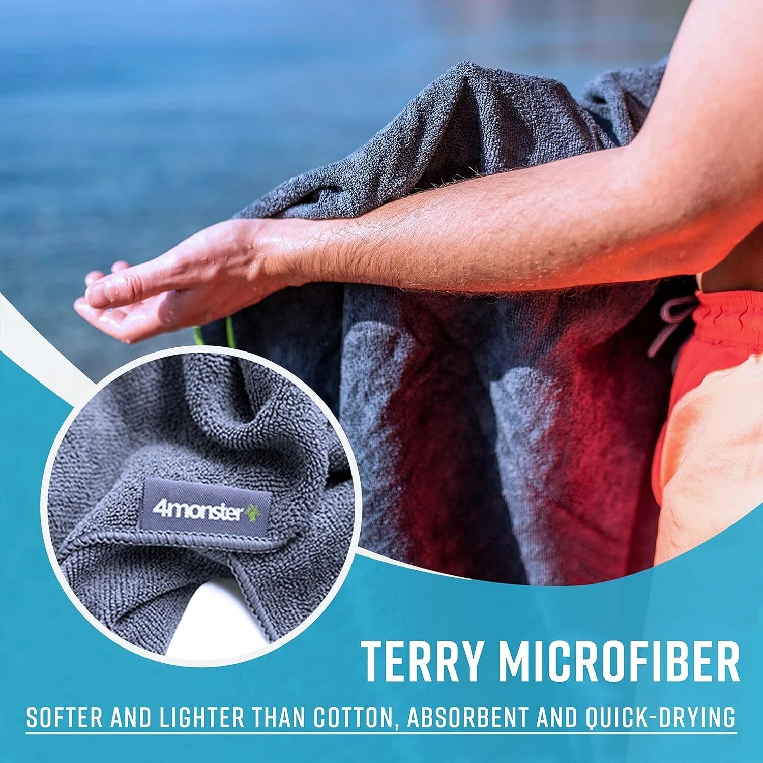 4 Pack Microfiber Camping Towels, Fast Drying, Super Absorbent Travel Towels 07FC0E-D4 - KOEEK