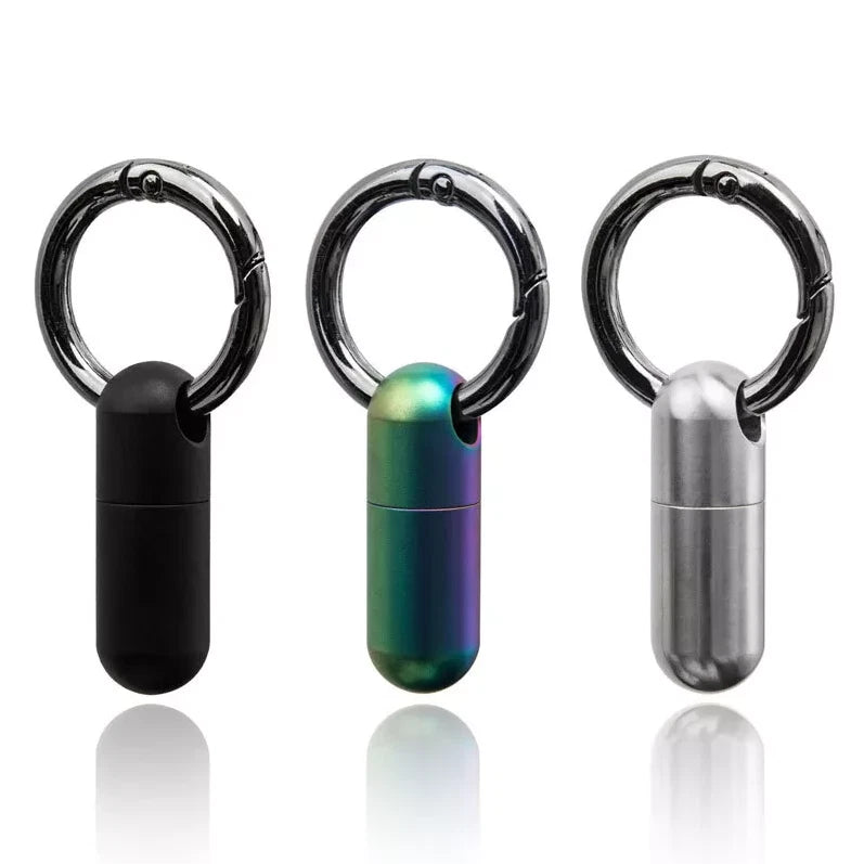 Pocket Titanium Keychain Waterproof Box Sealed Container Storage Tank w Key Ring 07FC0E-D4 - KOEEK