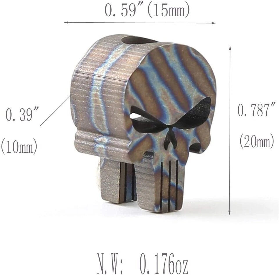 Flame TC4 Titanium Punisher Skull Parachute Cord Lanyard Bead Pendant DZ-01F EDC 07FC0E-D4 - KOEEK