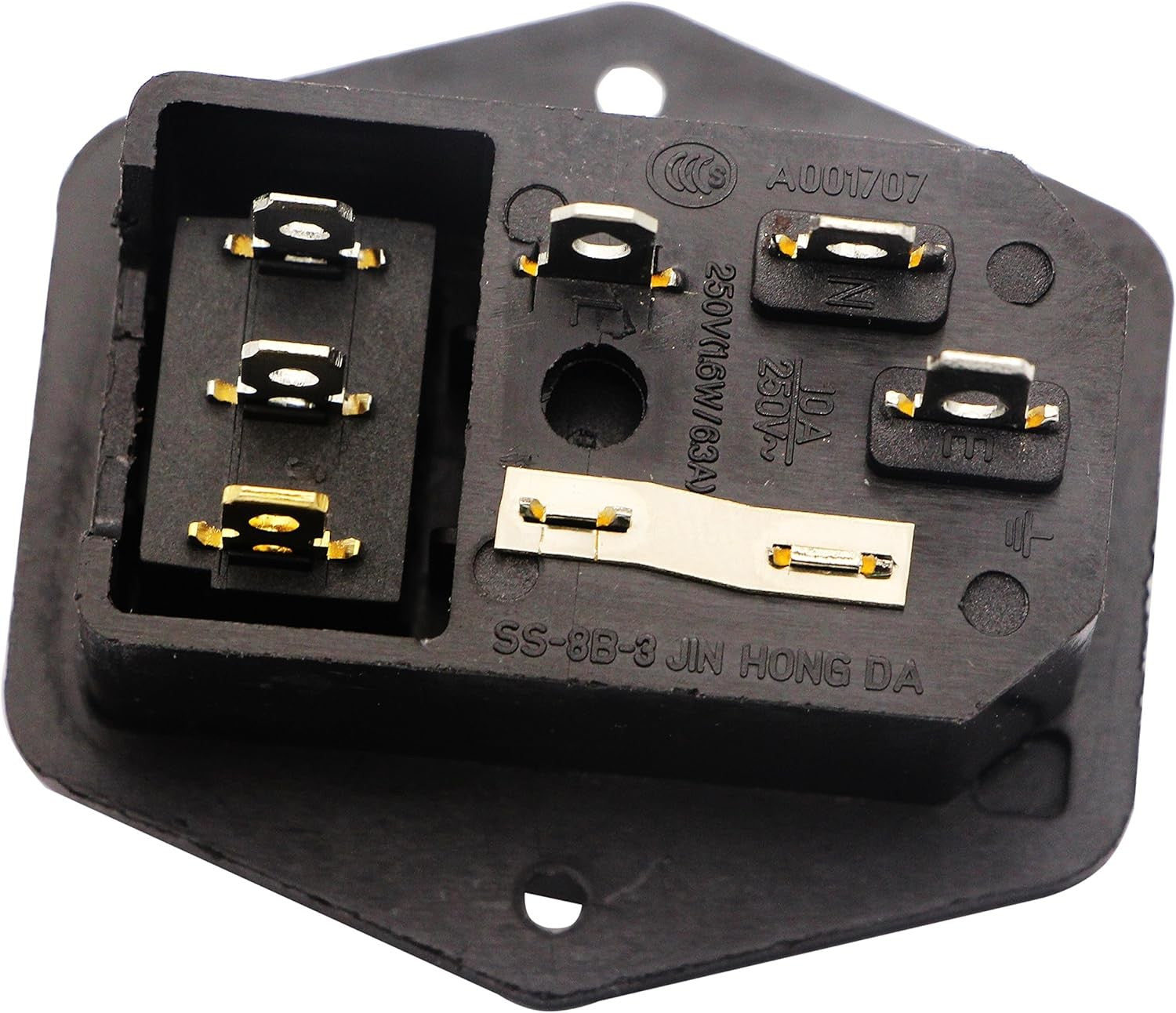 new zdyCGTime 10A 250V AC Rocker Switch Power Socket 3 Pin IEC320 C14 Inlet Black ZDYCGTIME - KOEEK