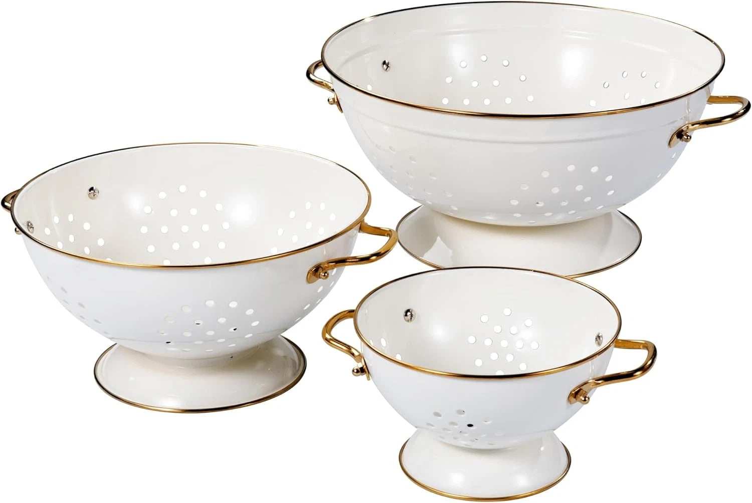 Metal strainer set of three, with handles, 1 liter, 3.5 liters, and 5 liters 07FC0E-D4 - KOEEK